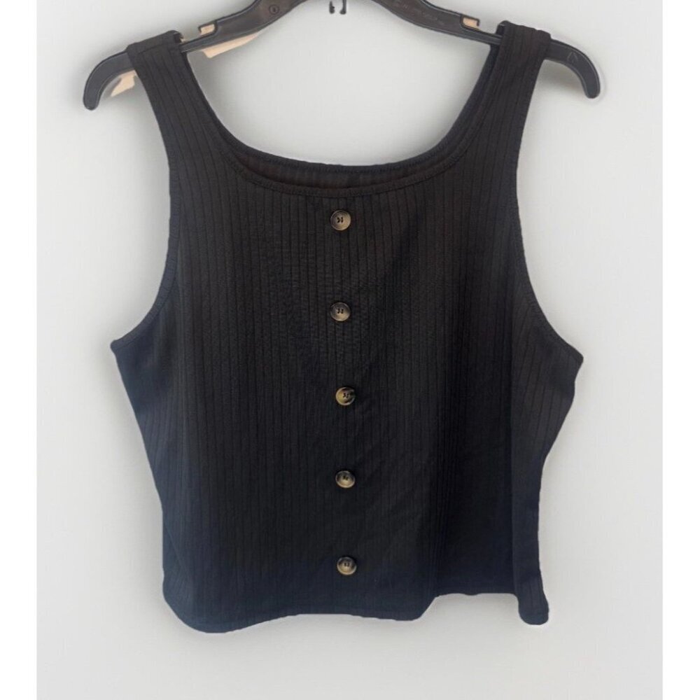 Womens Black Ribbed Sleeveless Top 2XL Goth Punk Rock Steampunk Emo Capsule
